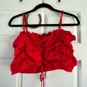 Red crop top with adjustable straps